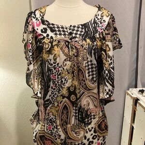 Essentials By Milano Women's Multicolor Paisley Blouse